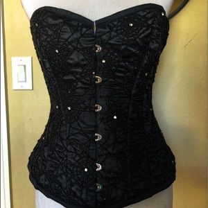 Black handcrafted spider web corset with stones